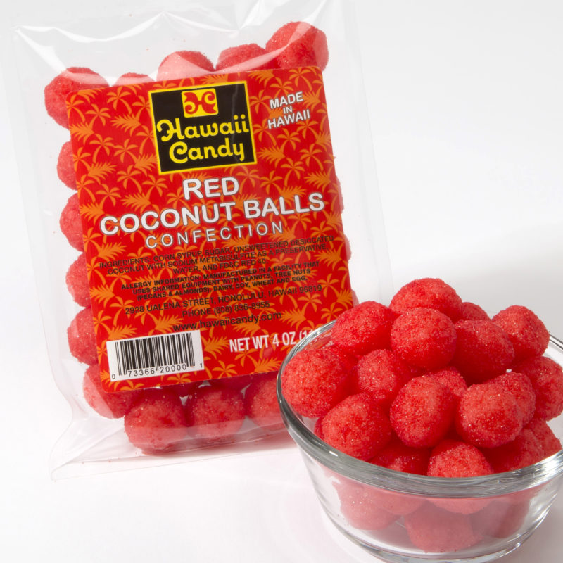 Red Coconut Balls, 4 oz. &amp; 1 lb. – Hawaii Candy